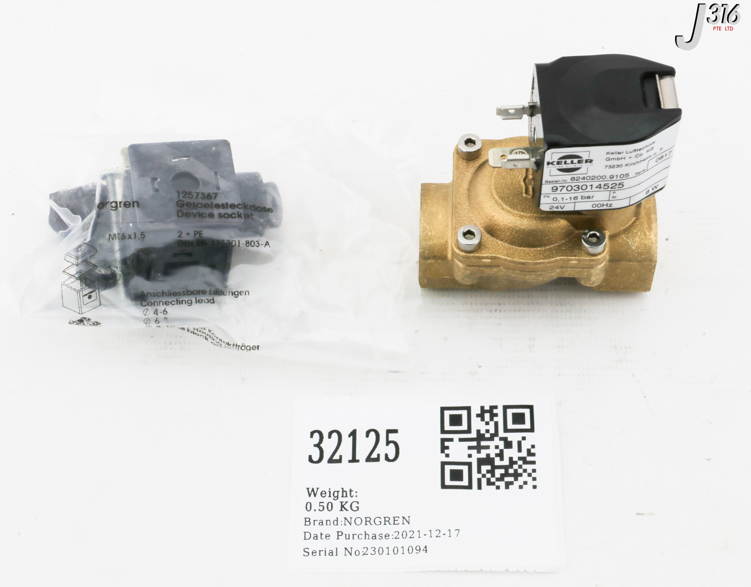 はに 32125 NORGREN ELECTROMAGNETIC VALVE, 8240200.9105 (NEW